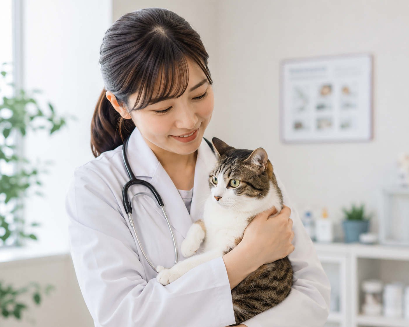 女性獣医師が微笑む写真