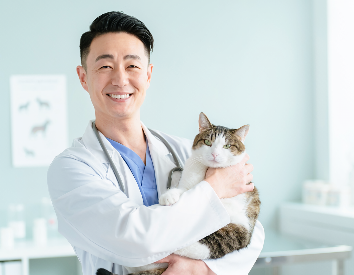 女性獣医師が微笑む写真